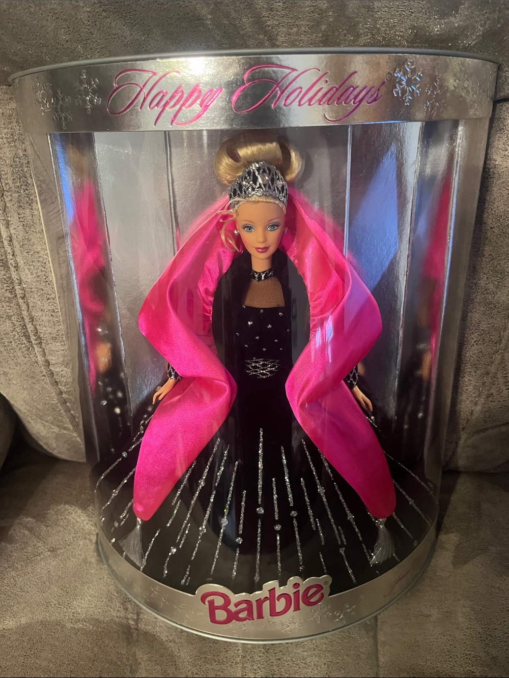 NIP 1998 Happy Holidays Barbie with misprinted box
